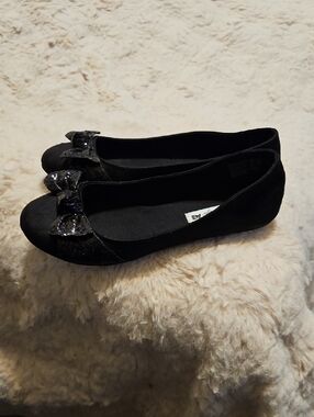 American Eagle Outfitters Black Sequin Bow Ballet Flats